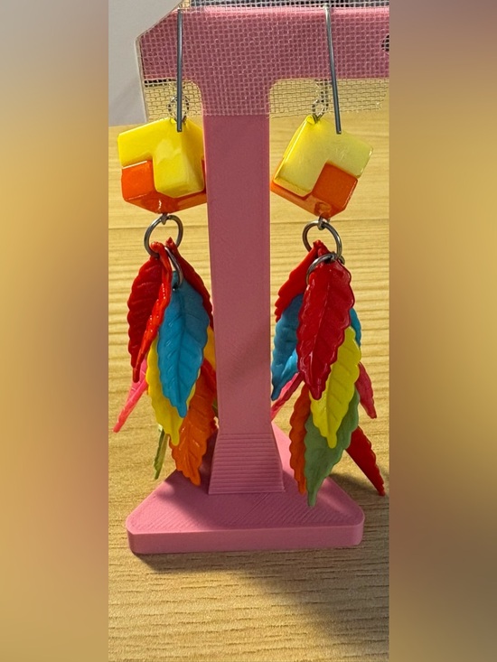 Vintage Jewelry - Vintage Acrylic Neon Dangle Earrings